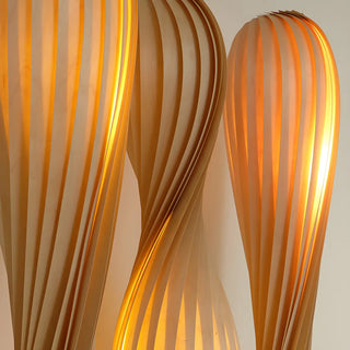 Japanese-style Twisted Spiral Wooden Floor Lamp Zawala Image - 8
