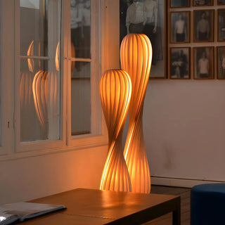 Japanese-style Twisted Spiral Wooden Floor Lamp Zawala Image - 9