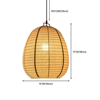 ZOWALA - Japanese Restaurant Beige Woven Lantern Pendant Light #size