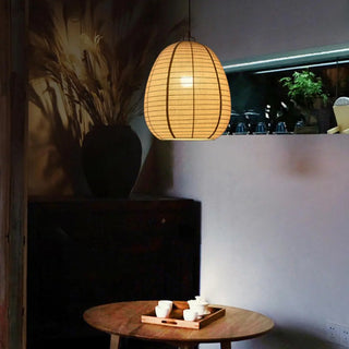 ZOWALA - Japanese Restaurant Beige Woven Lantern Pendant Light Image - 3