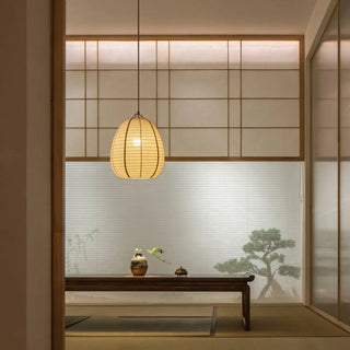 ZOWALA - Japanese Restaurant Beige Woven Lantern Pendant Light Image - 9