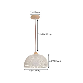 Natural White Woven Rattan Dome Dining Room Pendant Light Zawala #size