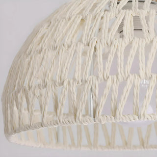 Natural White Woven Rattan Dome Dining Room Pendant Light Zawala Image - 8