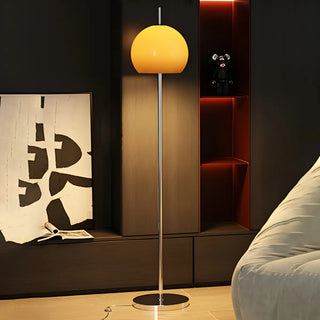 Retro Amber Dome Chrome Stand Metal Floor Lamp Zawala Image - 10