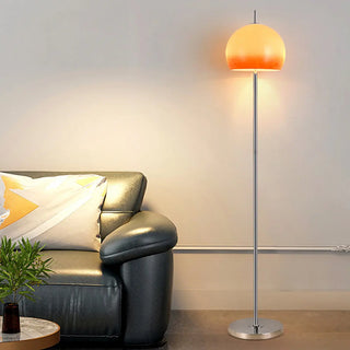 Retro Amber Dome Chrome Stand Metal Floor Lamp Zawala Image - 2
