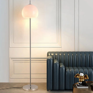Retro Amber Dome Chrome Stand Metal Floor Lamp Zawala Image - 3