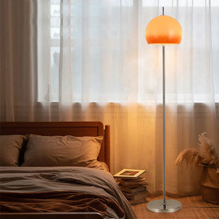 Retro Amber Dome Chrome Stand Metal Floor Lamp Zawala Image - 4