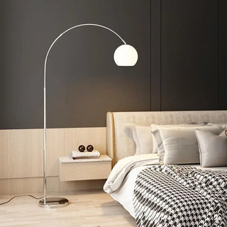 Sleek Adjustable Amber Glass Globe Arched Floor Lamp Zawala Image - 4