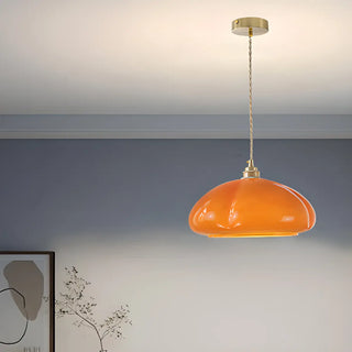 ZOWALA - Modern Vibrant Orange Pumpkin Glass Pendant Light Image - 1