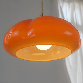 ZOWALA - Modern Vibrant Orange Pumpkin Glass Pendant Light Image - 2