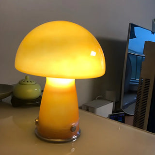 Simple Orange Cute Mushroom Glass Modern Table Lamp Zawala Image - 2