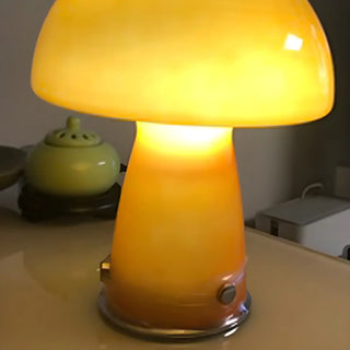 Simple Orange Cute Mushroom Glass Modern Table Lamp Zawala Image - 7