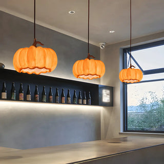Modern Adjustable Brown Pumpkin Pendant Ceiling Lamp Zawala Image - 8