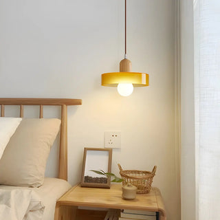 Modern Orange Round Glass Pendant Light Dining Room Zawala Image - 5