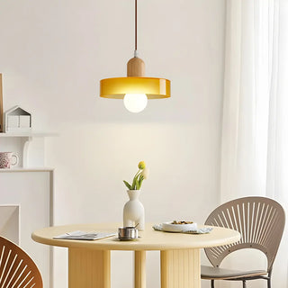 Modern Orange Round Glass Pendant Light Dining Room Zawala Image - 6