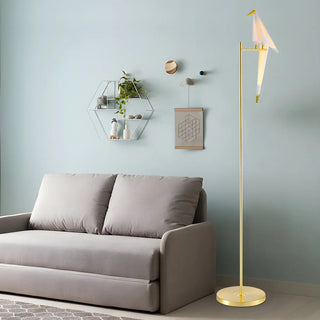 Modern Origami Bird Acrylic Living Room Gold Floor Lamp Zawala Image - 1