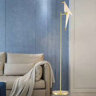 Modern Origami Bird Acrylic Living Room Gold Floor Lamp Zawala Image - 2