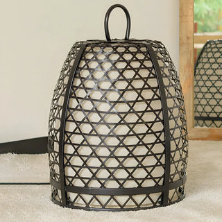 Modish Outdoor Black Woven Cage Metal Floor Lamp Image - 4
