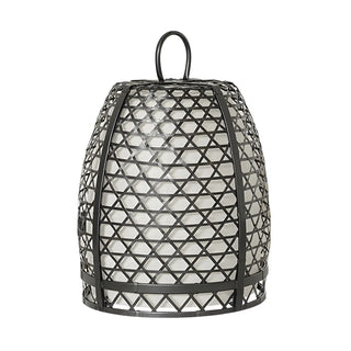 Modish Outdoor Black Woven Cage Metal Floor Lamp Image - 5