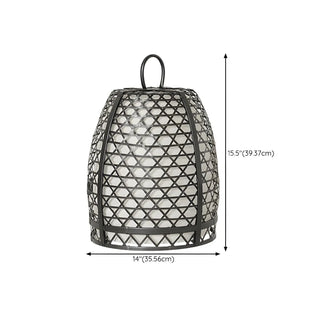Modish Outdoor Black Woven Cage Metal Floor Lamp Image - 7
