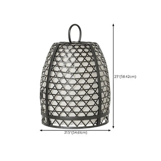 Modish Outdoor Black Woven Cage Metal Floor Lamp Image - 8