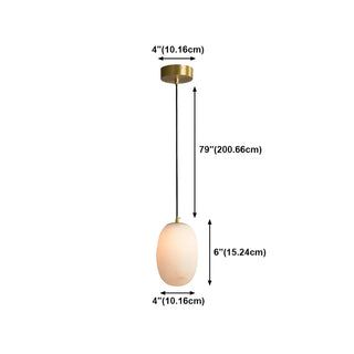 ZOWALA - Contemporary Alabaster Oval Living Room Pendant Light #size