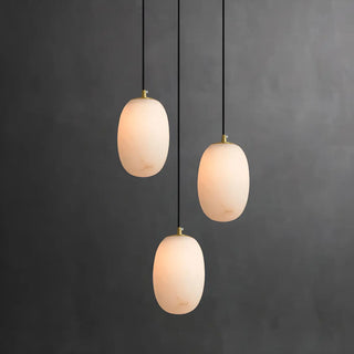 ZOWALA - Contemporary Alabaster Oval Living Room Pendant Light Image - 4