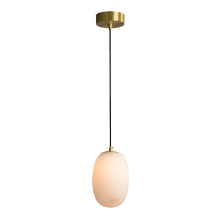 ZOWALA - Contemporary Alabaster Oval Living Room Pendant Light Image - 5