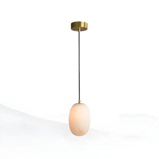 ZOWALA - Contemporary Alabaster Oval Living Room Pendant Light Image - 6