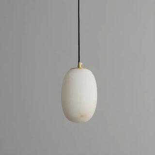ZOWALA - Contemporary Alabaster Oval Living Room Pendant Light Image - 8