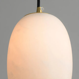 ZOWALA - Contemporary Alabaster Oval Living Room Pendant Light Image - 9
