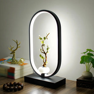 Elegant Floral Design Oval Frame LED Decor Table Lamp Zawala Image - 1