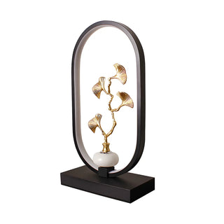 Elegant Floral Design Oval Frame LED Decor Table Lamp Zawala Image - 15