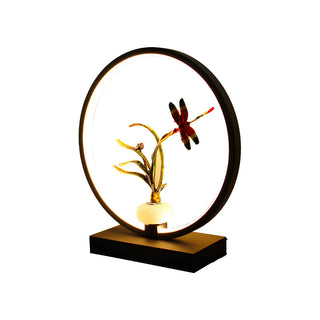 Elegant Floral Design Oval Frame LED Decor Table Lamp Zawala Image - 16