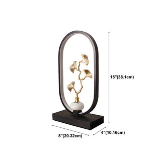 Elegant Floral Design Oval Frame LED Decor Table Lamp Zawala #size