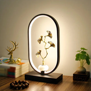 Elegant Floral Design Oval Frame LED Decor Table Lamp Zawala Image - 3