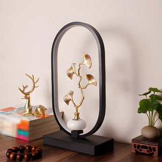 Elegant Floral Design Oval Frame LED Decor Table Lamp Zawala Image - 5