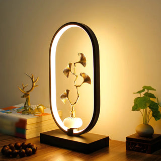 Elegant Floral Design Oval Frame LED Decor Table Lamp Zawala Image - 6