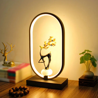Elegant Floral Design Oval Frame LED Decor Table Lamp Zawala Image - 7