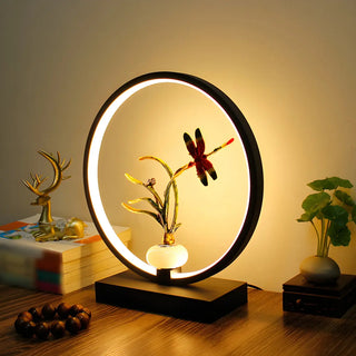 Elegant Floral Design Oval Frame LED Decor Table Lamp Zawala Image - 8