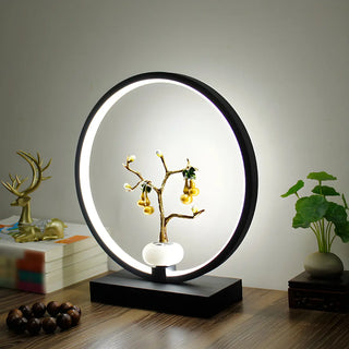 Elegant Floral Design Oval Frame LED Decor Table Lamp Zawala Image - 9