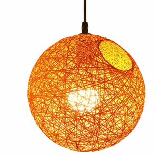 Modern Restaurant Red Yellow Paper Globe Pendant Light Zawala Image - 10