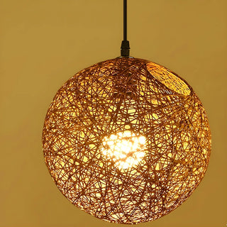 Modern Restaurant Red Yellow Paper Globe Pendant Light Zawala Image - 15