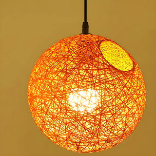 Modern Restaurant Red Yellow Paper Globe Pendant Light Zawala Image - 16