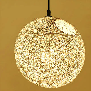Modern Restaurant Red Yellow Paper Globe Pendant Light Zawala Image - 4