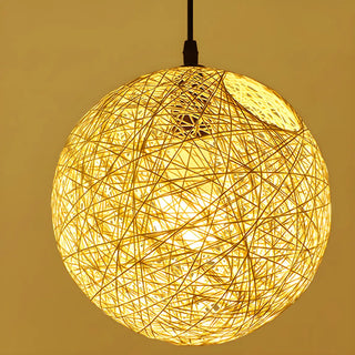 Modern Restaurant Red Yellow Paper Globe Pendant Light Zawala Image - 5