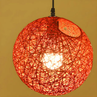 Modern Restaurant Red Yellow Paper Globe Pendant Light Zawala Image - 6