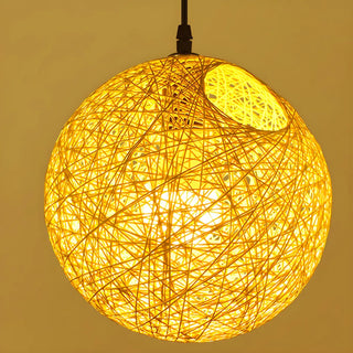 Modern Restaurant Red Yellow Paper Globe Pendant Light Zawala Image - 7