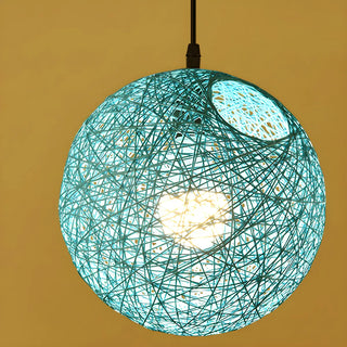 Modern Restaurant Red Yellow Paper Globe Pendant Light Zawala Image - 9