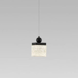 ZOWALA - Modern Black Patterned Glass Cylinder LED Pendant Light Image - 10